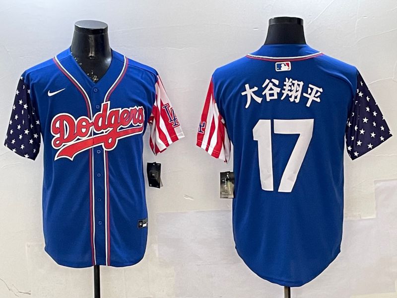 Men Los Angeles Dodgers #17 Ohtani Blue a generation of national flags Joint name 2025 Nike MLB Jersey style 12->los angeles dodgers->MLB Jersey